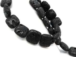 Durchbohrte, schwarze Lava-Kissen für Schmuck