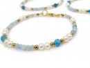 Bracelet - apatite, aigue-marine, labradorite, hématite et perles de culture /R060