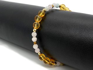 Edelsteinarmband aus Bergkristall, Kunzit und Hämatit