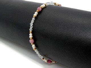 Edelsteinarmband aus Turmalin, Topas, Perlen und Hämatit