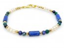 Armband - Lapislazuli, Malachit-Azurit, Zuchtperlen und Hämatit /R039