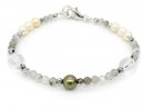 Armband - Bergkristall, Labradorit, Zuchtperlen und Hämatit /R042