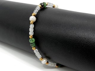 Edelsteinarmband aus Rubin-Zoisit, Topas, Perlen und Hämatit