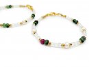 Armband - Rubin-Zoisit, Topas, Zuchtperlen und Hämatit /R041