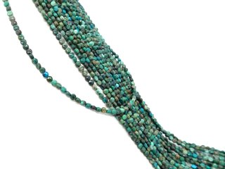 Facettierte, grünblaue, durchbohrte Chrysokoll-Scheiben