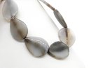 Drilled, grey-brown agate teardrops