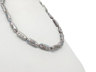 Perle Biwa percée, gris clair