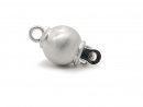 Ball clasp - 585 white gold, 6 mm, frosted /0126