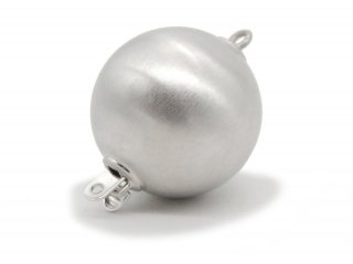 Balll clasp - 585 white gold, 16 mm, frosted /0135