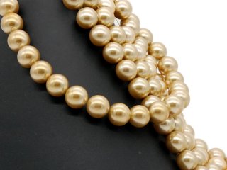 Cordon - Perles de coquillage, beige, 14mm, 41cm /1100