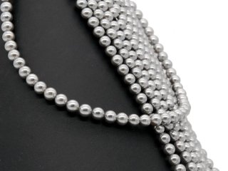 1117/ Shell pearls strand - silver-gray, 6 mm - 40,5 cm