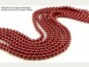 Cordon - Perles de coquillage, rouge, 8mm, 40cm /1189