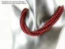 Cordon - Perles de coquillage, rouge, 6mm, 41,5cm /1194