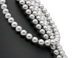 1200/ Shell pearls strand - gray, 10 mm - 40,5 cm
