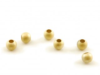 925/-silver connection pieces, spheres 4 mm, golden, frosted - 6 pcs/pack