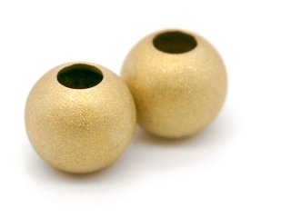 925/- silver spheres - gold colored, frosted, 6 mm - 2 Stk/Tüte /3106