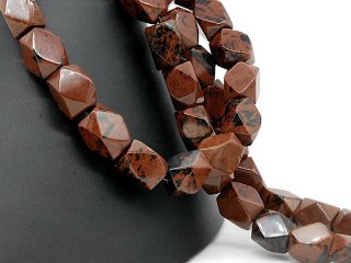 Cordon - Jaspe, hexagonale, rouge/brun, 39cm /4302