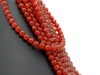 Carnelian strand - faceted, 8 mm, red - 38.5 cm /4536