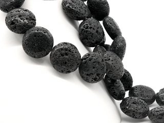 Pierres de lave percées pour bijoux, couleur noire