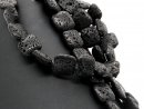 Perforated black lava stones for jewellery