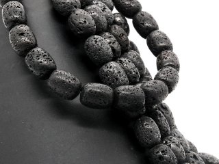 Durchbohrte Lavasteine für Schmuck in Schwarz
