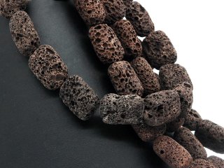 Pierced lava stones for jewellery, rectangular cushions