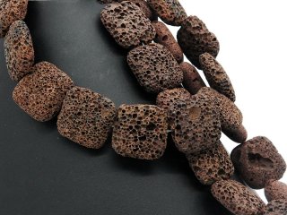 Pierres de lave percées pour bijoux, coussins rectangulaires