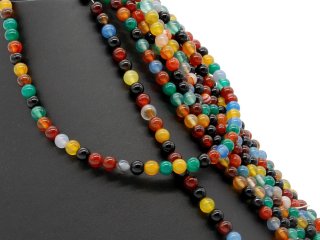 Perles d'agate colorées 6 mm en multicolore