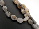 5710/ Agate strand - oval, faceted, gray black, 18x25x11...