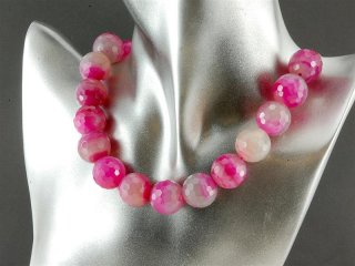 5728/ Agate strand - faceted, pink gray, 18 mm - 39 cm
