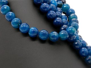 5768/ Agate strand - faceted, blue, 14 mm - 38 cm