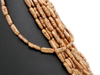 7267/ Biwa pearls strand - gold-brown, appr. 5x16 mm - 43,5 cm