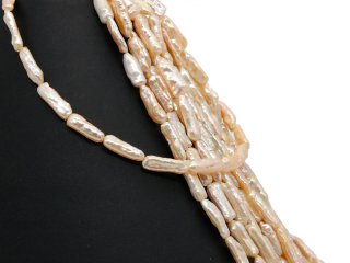 7283/ Biwa Pearls strand - bar shaped, light-pink, 5x17 mm - 41 cm