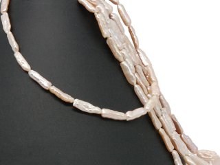 Cordon de perle biwa - 6x18 mm rose blanc, longueur 40 cm /7284