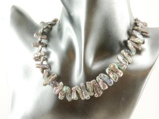 Cordon de perles Biwa - barres, 7x17 mm, gris clair /7303