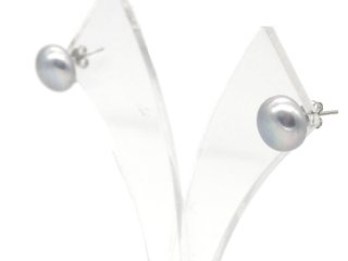 Clous doreilles - Perles de culture, bouton 10 mm gris /8009