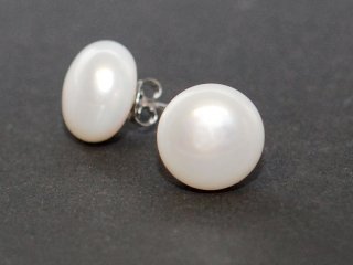 Clous doreilles - Perles de culture, bouton 10mm blanc /8012
