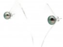 Clous doreilles - Perles de culture, bouton 10mm gris...