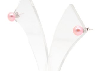 Clous doreilles - Perles de culture en forme de bouton 6x7mm rose /8023