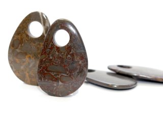 Edelsteinanhänger - grauer Jaspis, 38x58 mm /8210