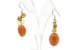 8503/ Ear pendant - calcite, citrine and cultured pearls