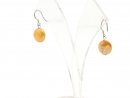 8554/ Earrings - biwa pearls, yellow-orange