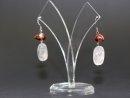 8558/ Earrings - rose quartz, biwa pearls