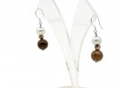 8574/ Ear pendants - smoky quartz and cultured pearl