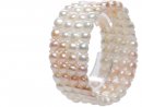 Bracelet - perles de culture, quatre rangs, blanc/rosé /8601