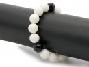 8649/ Bracelet - onyx, white coral (Imitation)
