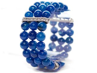 Dreireihiges Armband - blauer Achat und Zirkonia/8692