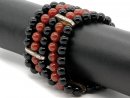8973/ 5-rowed carnelian-onyx bracelet - with circonia