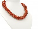 Woven necklace made from carnelian slivers and cultured...