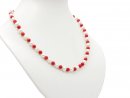 Necklace made from white cultured pearls and red coral